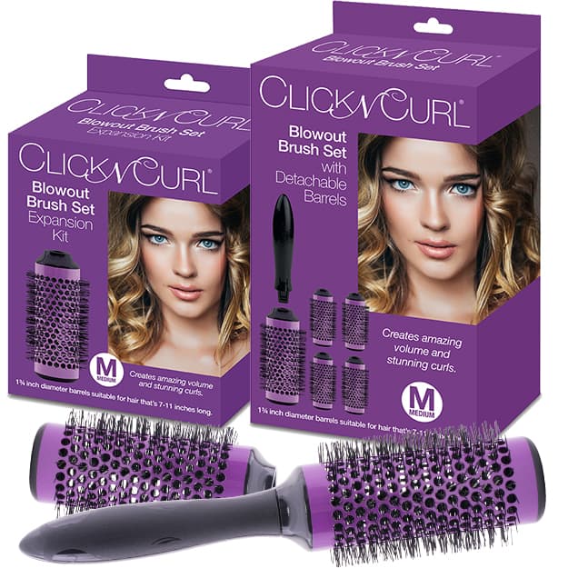 Click n Curl Value Set Full Set Expansion Kit Click n Curl Blowout Brush Set with Detachable Barrels