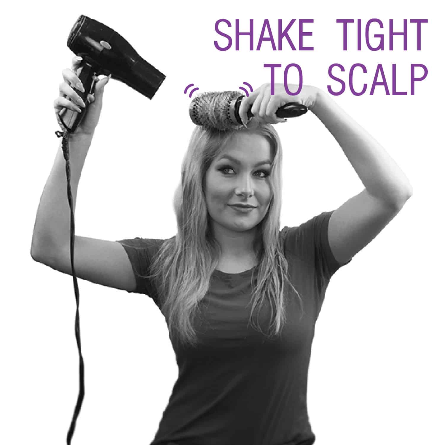 Step by Step Image for showing how to use Click n Curl. "Shake Tight to Scalp"