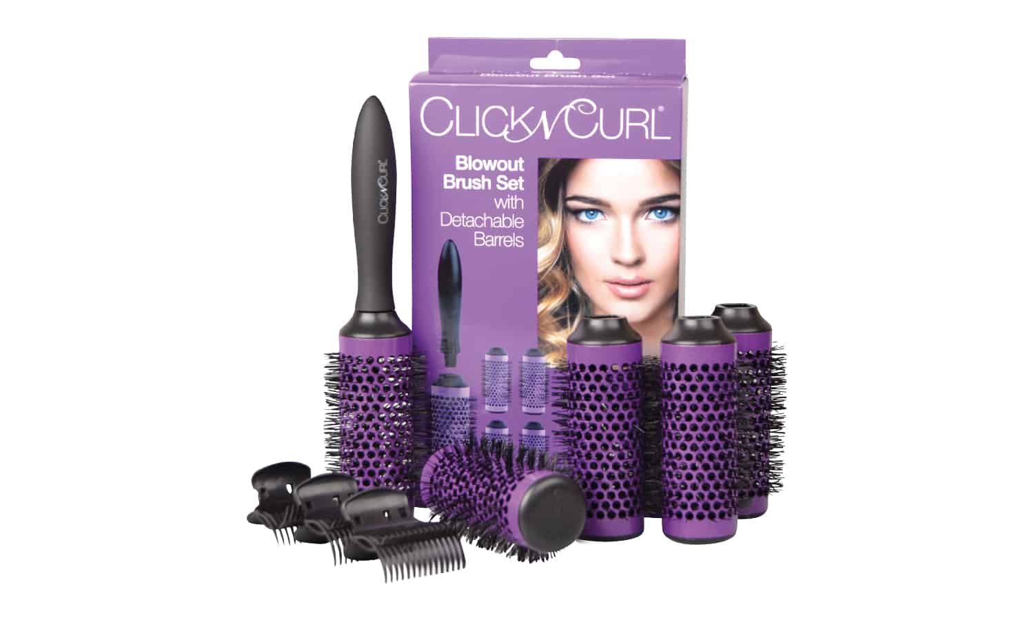 Full set of the Medium Click n Curl Blowout Brushes