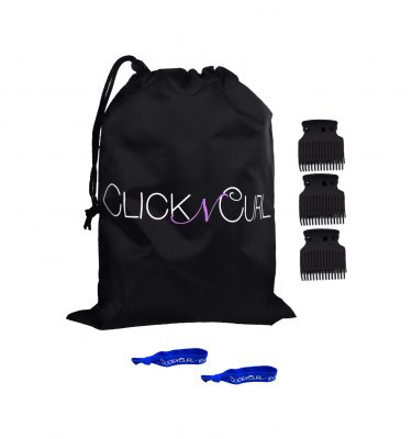 Click n Curl Gift Bag which includes a travel kit, 3 hair clips and two click n curl hairbands