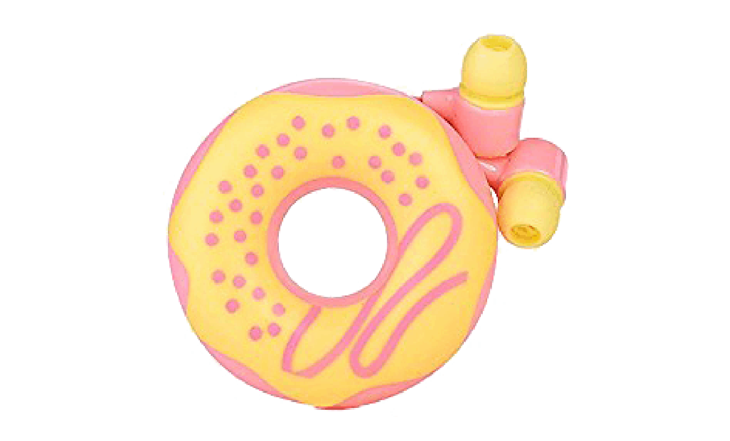 A pair of Donut shaped headphones